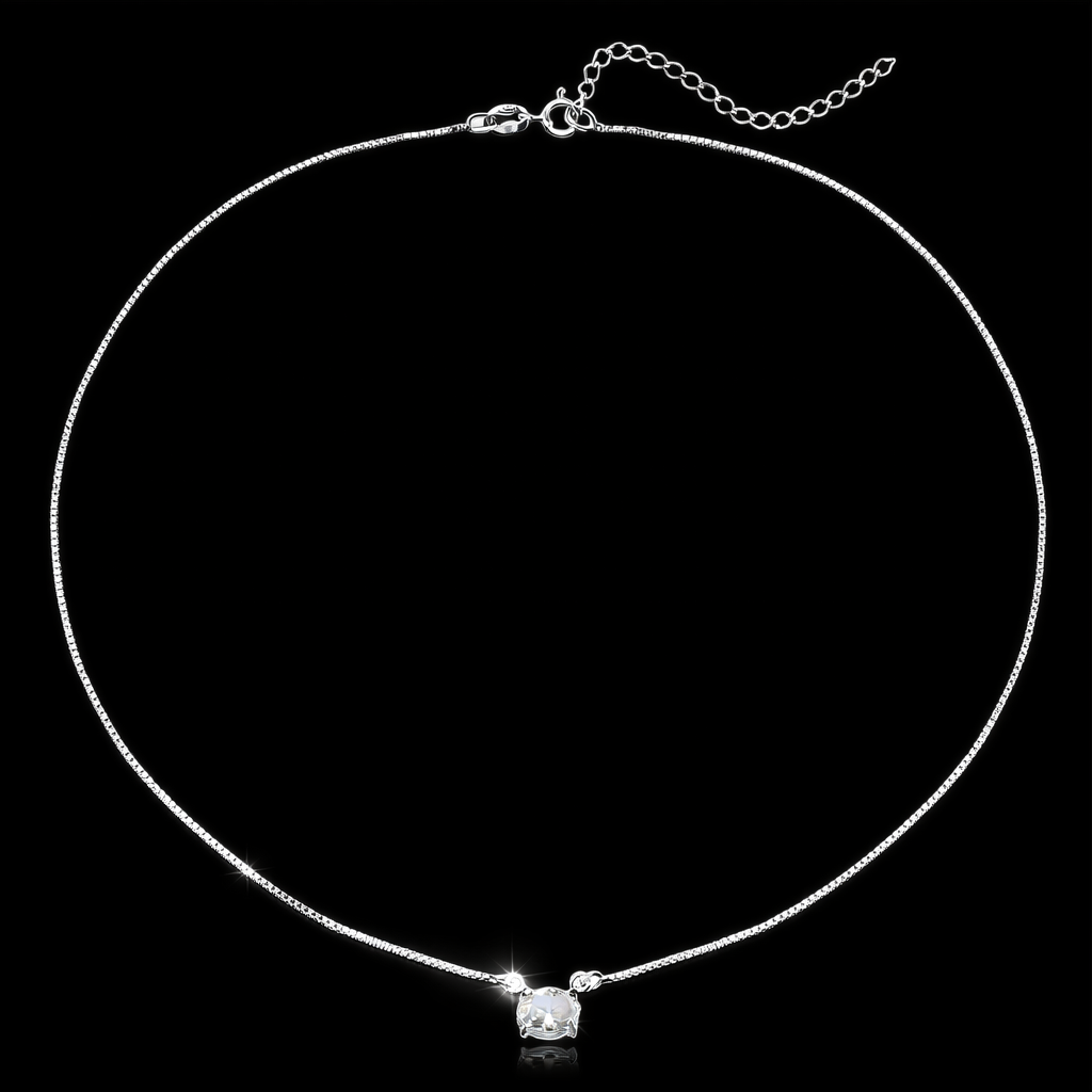 Choker em Prata 925 Pedra Oval Cristal