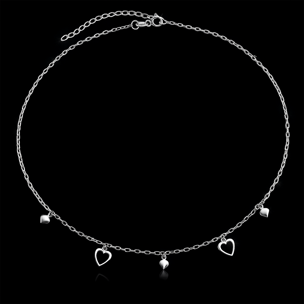 Choker em Prata 925 Corações