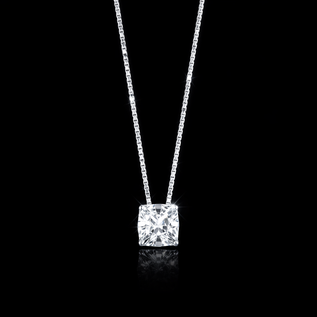 Gargantilha em Prata 925 Pedra Quadrada Cristal