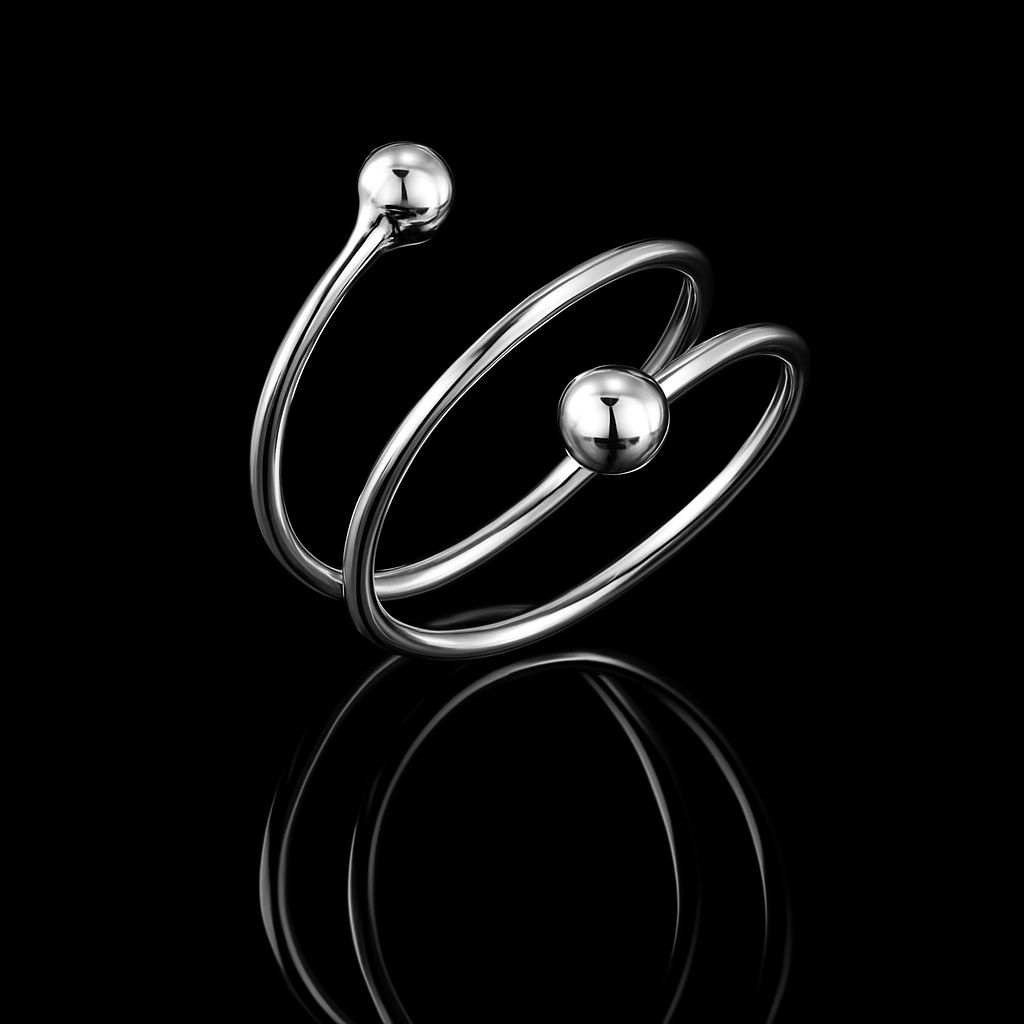 Anel Falange Regulável em Prata 925 Bolinhas