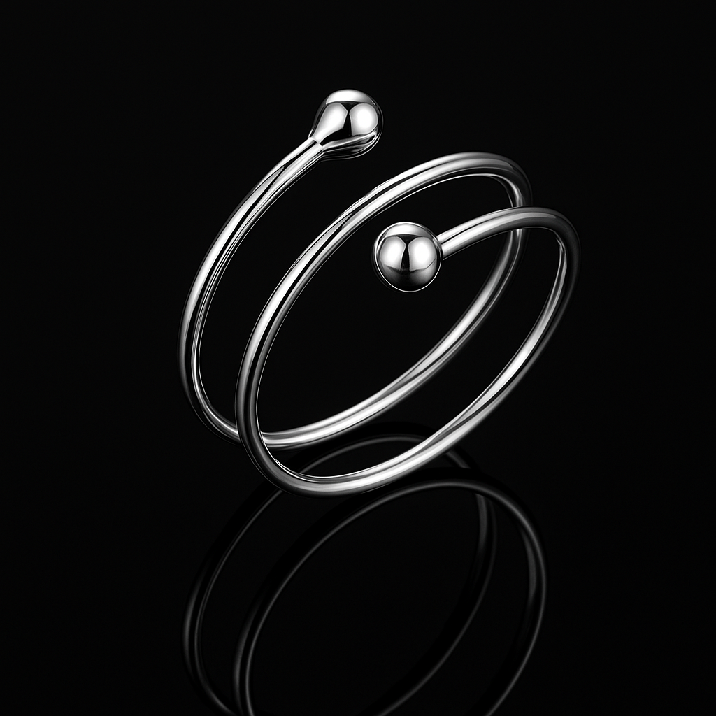 Anel Regulável em Prata 925 Bolinhas