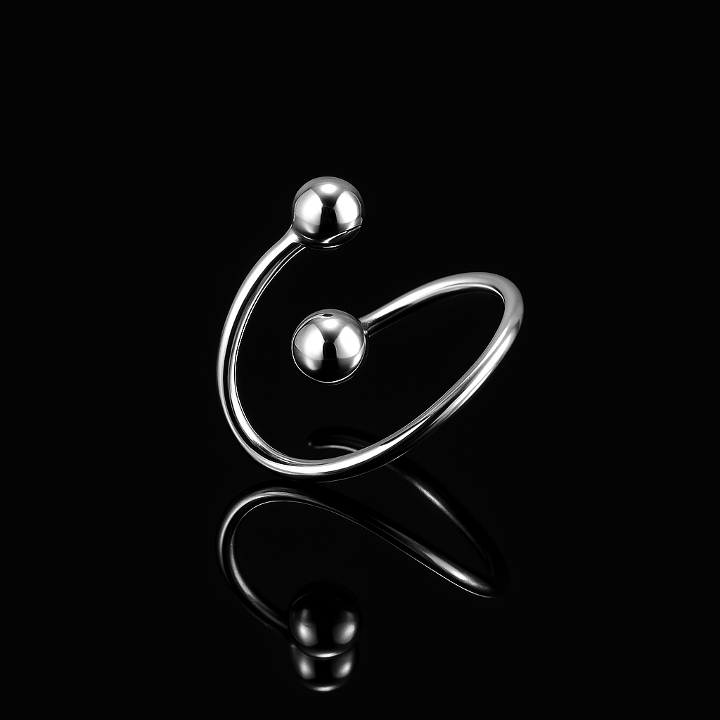 Anel Falange Regulável em Prata 925 Bolinhas