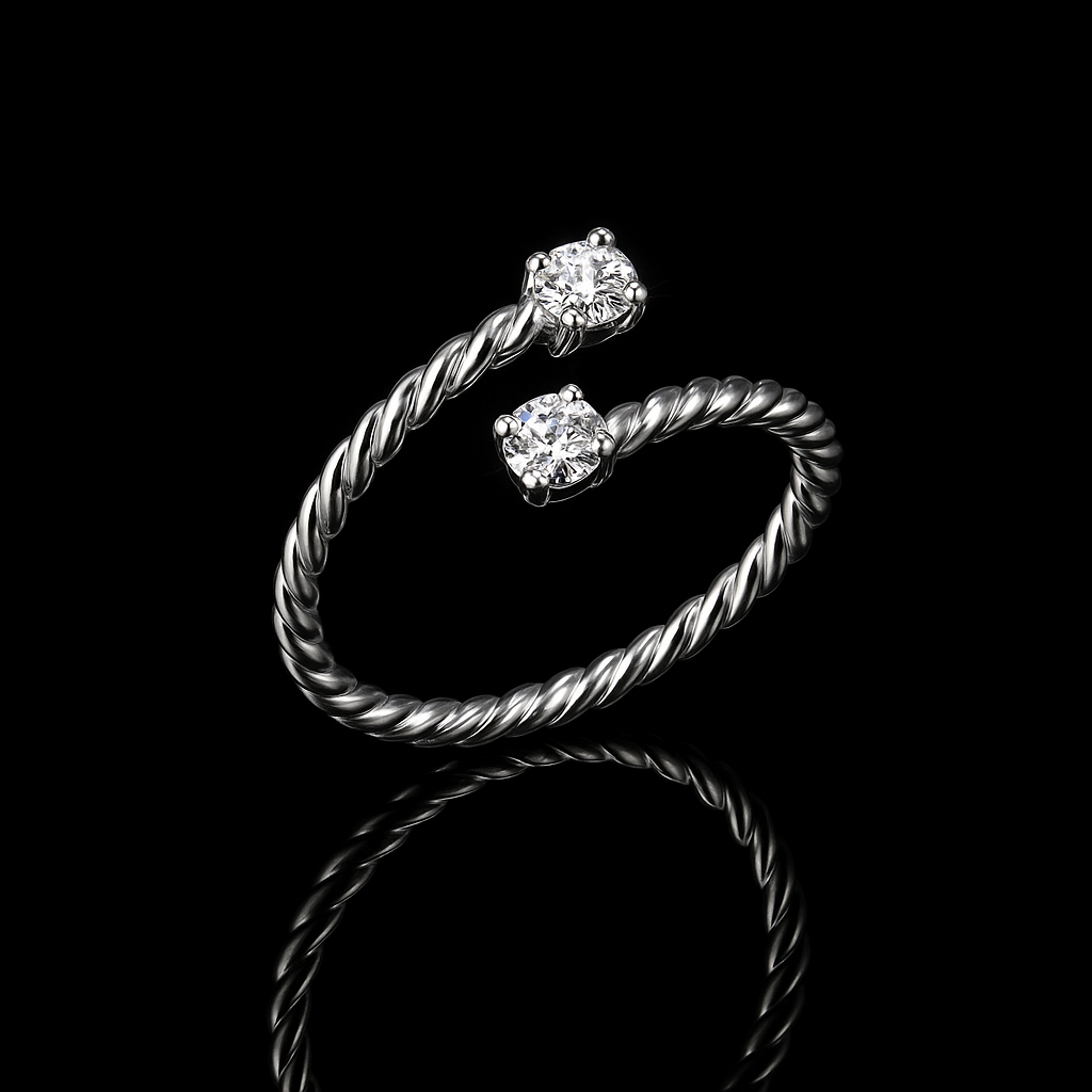 Anel Falange Regulável em Prata 925 Ponto de Luz