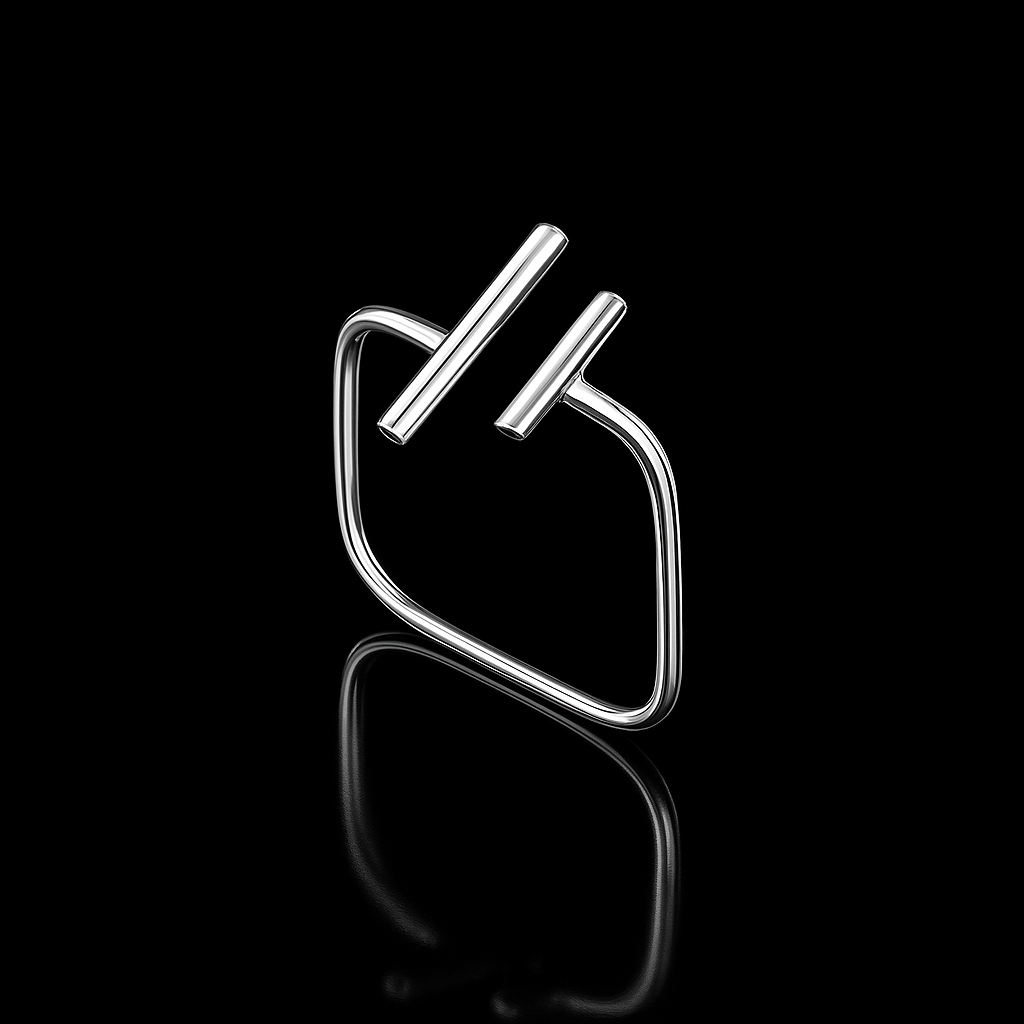 Anel Regulável Quadrado em Prata 925 Traços