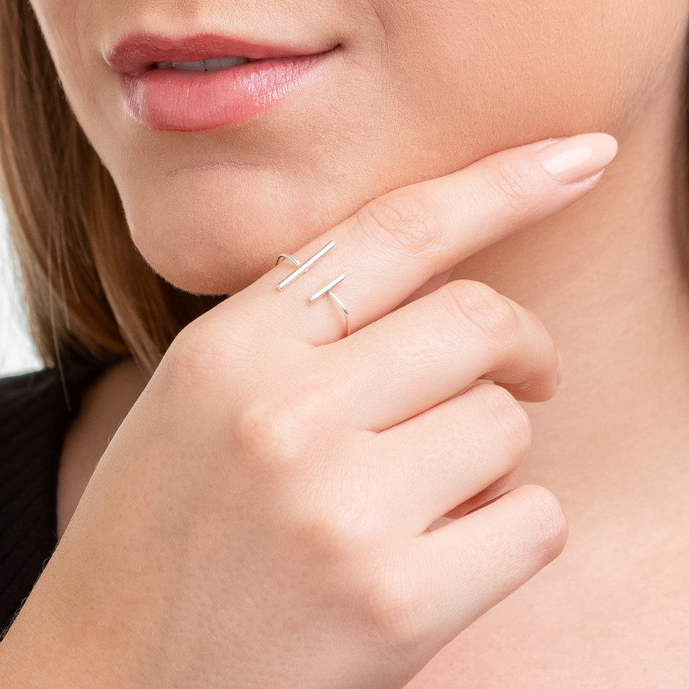 Anel Regulável Quadrado em Prata 925 Traços