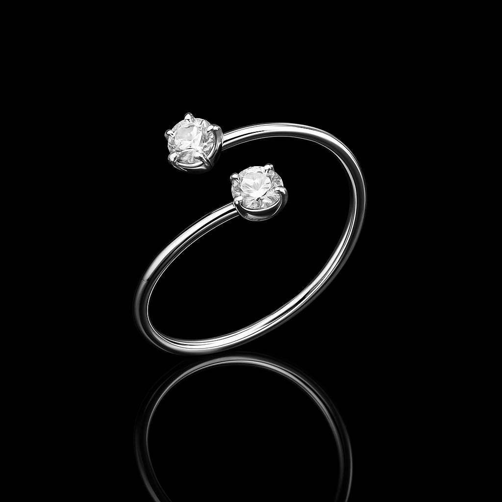 Anel Falange Regulável em Prata 925 Ponto de Luz