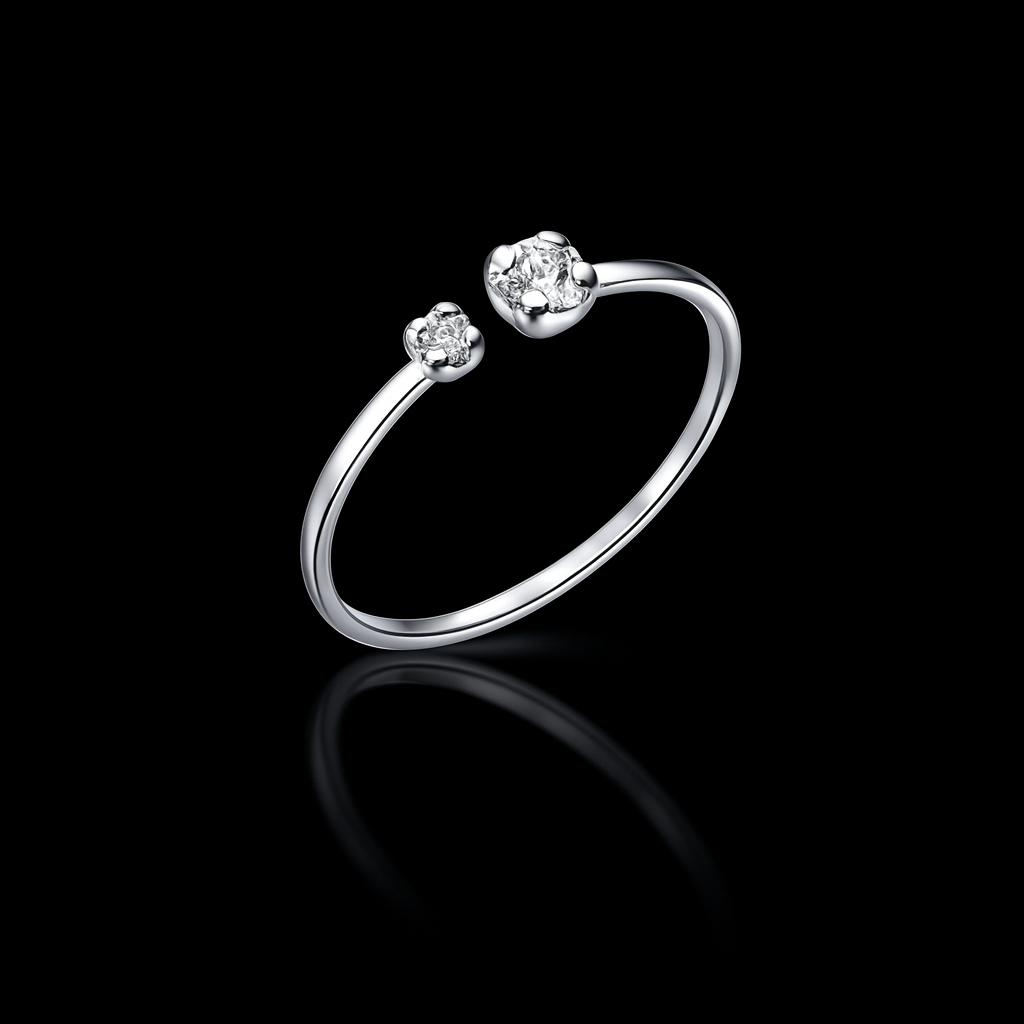 Anel Regulável em Prata 925 Pontos de Luz Cristal