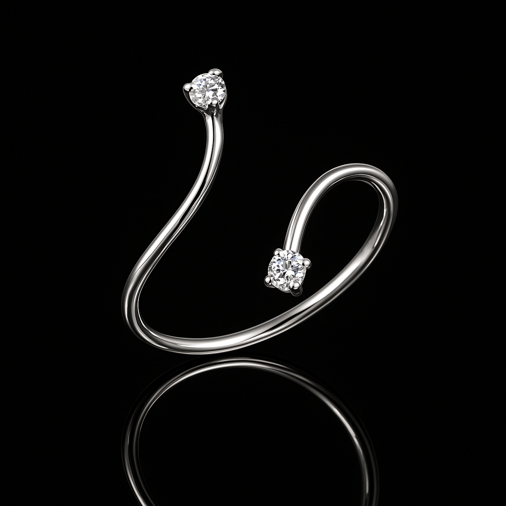 Anel Regulável em Prata 925 Ponto de Luz