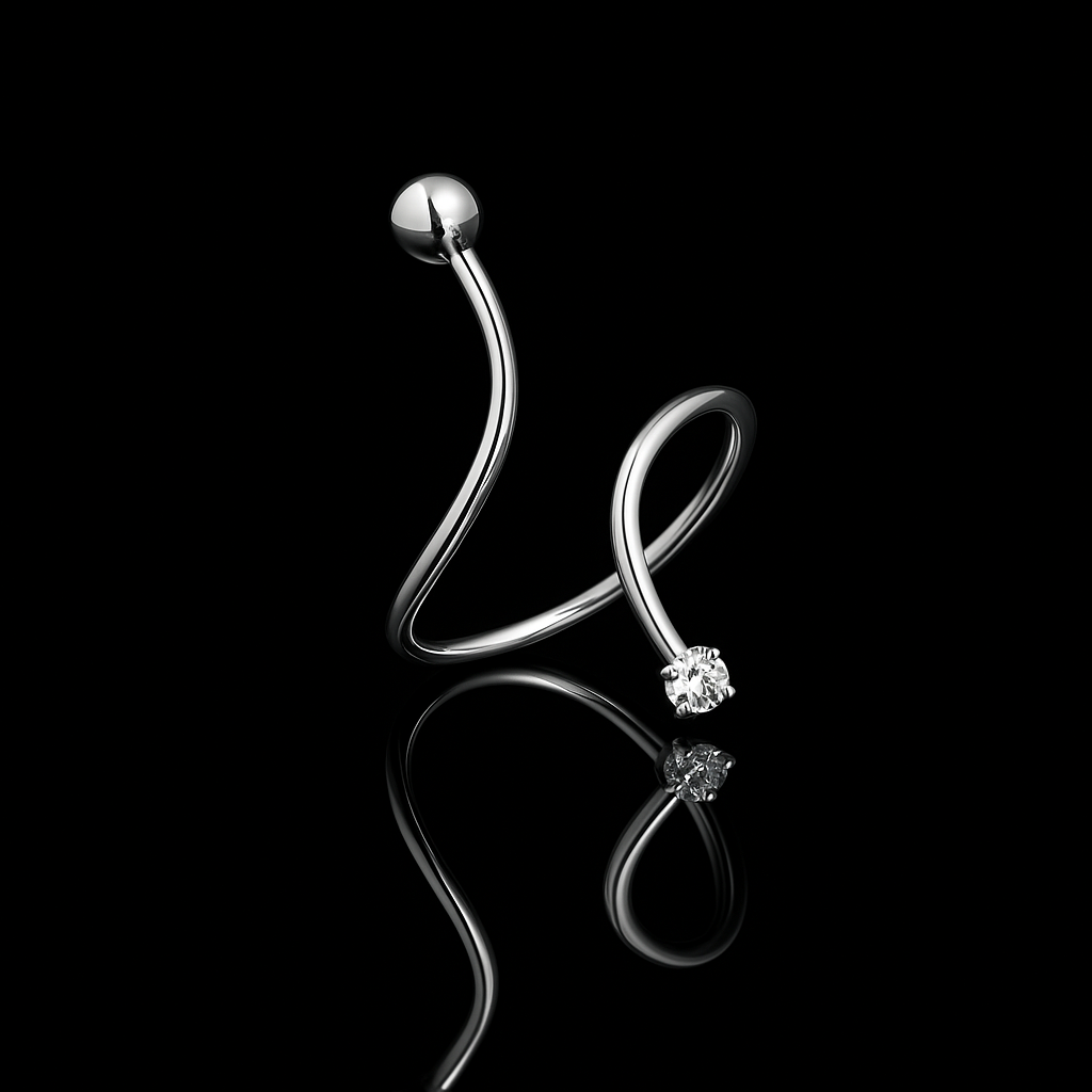 Anel Regulável em Prata 925 Bolinha Pontos de Luz