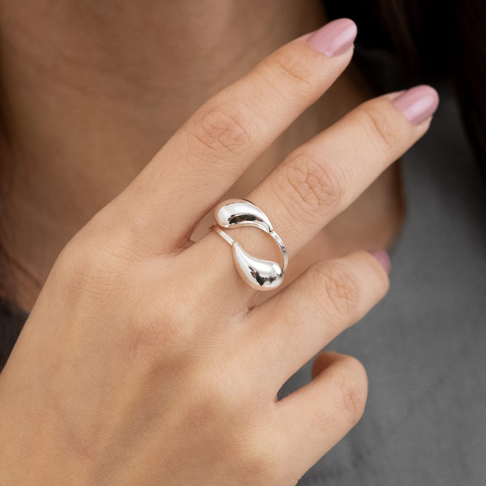 Anel Regulável em Prata 925 Drops