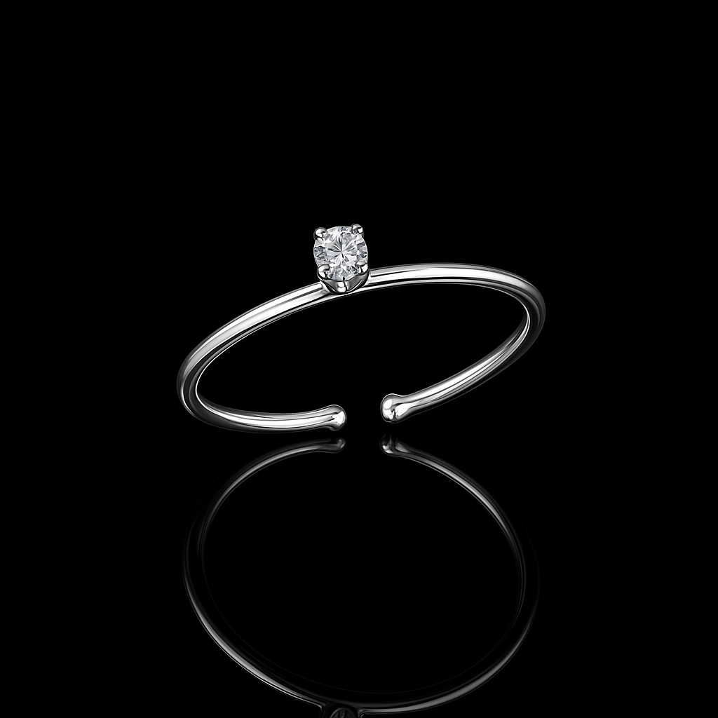 Anel Regulável em Prata 925 Ponto de Luz