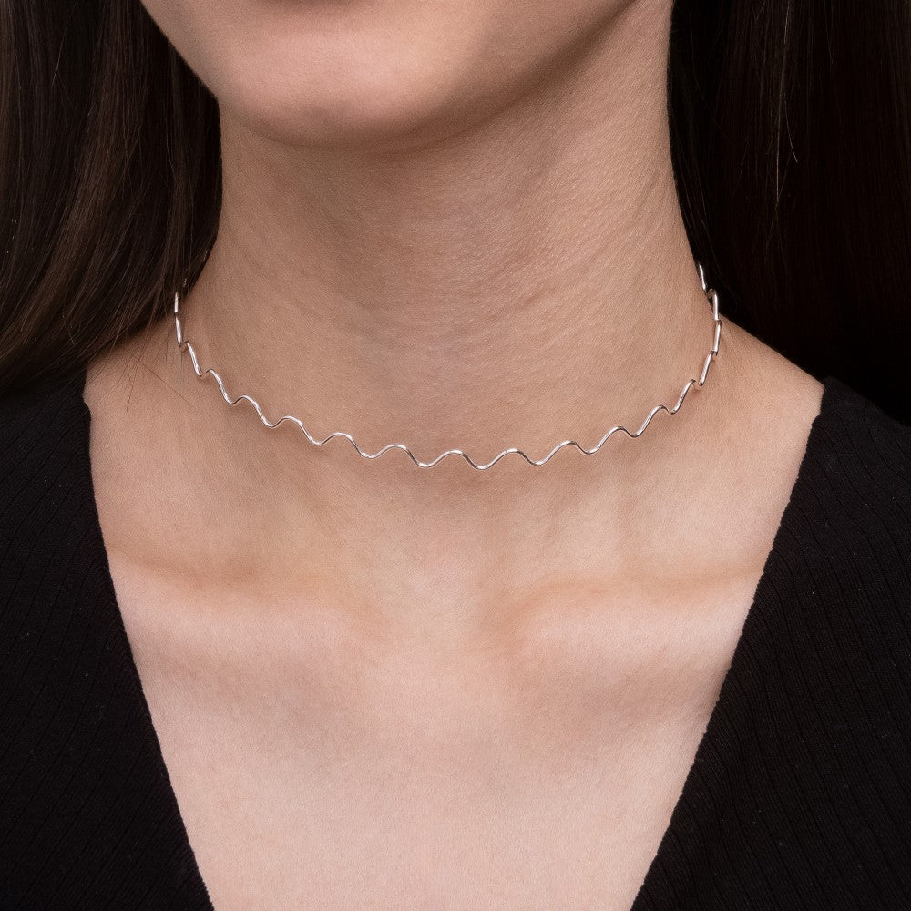 Chocker em Prata 925 Fio Wavy Regulável