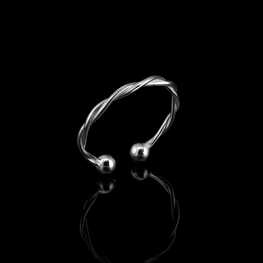 Anel Regulável em Prata 925 Entrelaçado