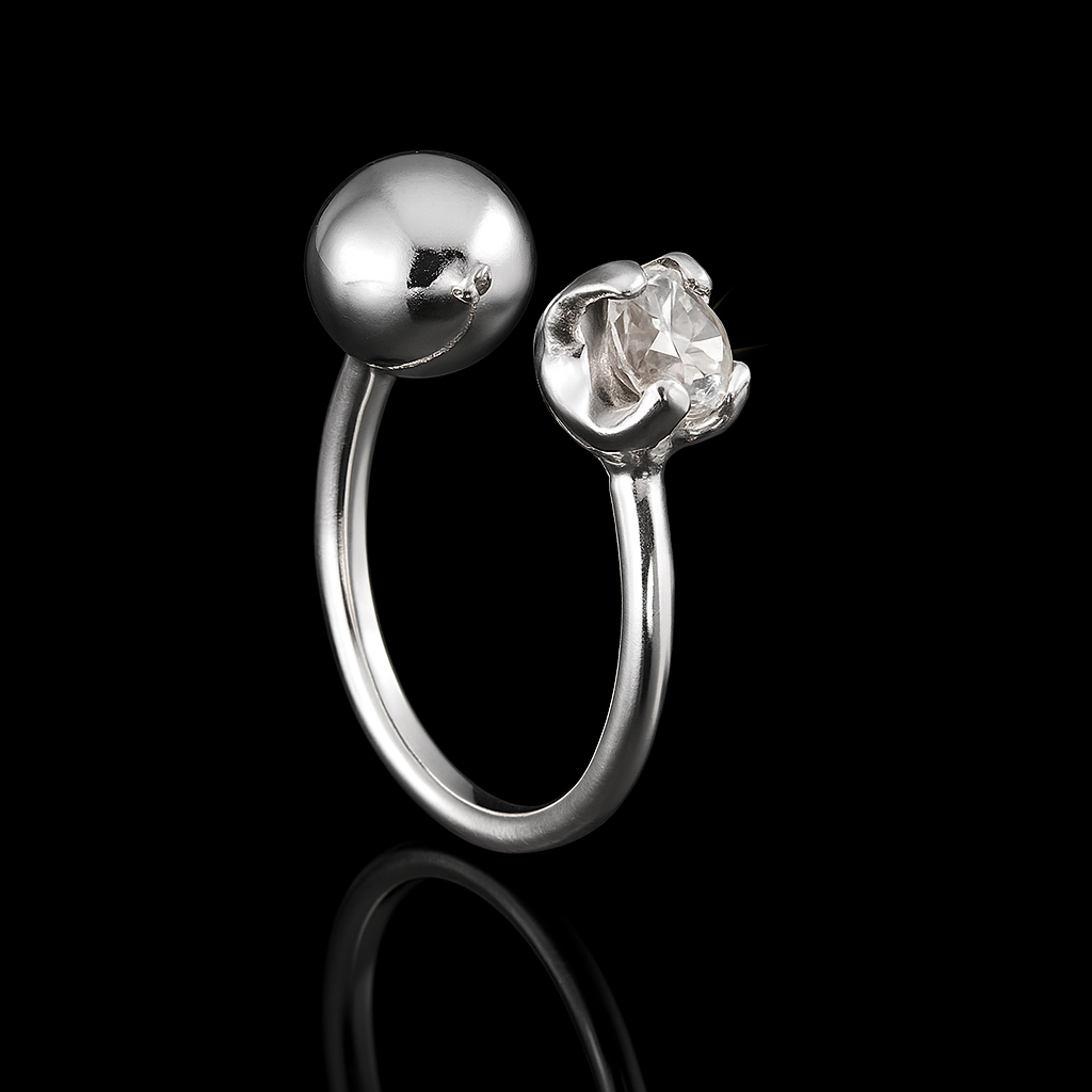 Piercing em Prata 925 Ponto de Cristal