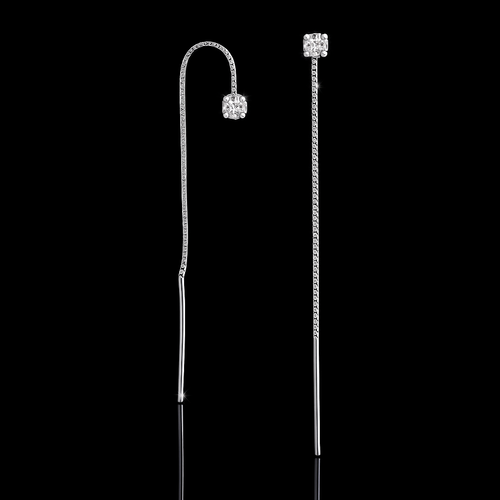 Brinco Corrente em Prata 925 e Ponto de Cristal