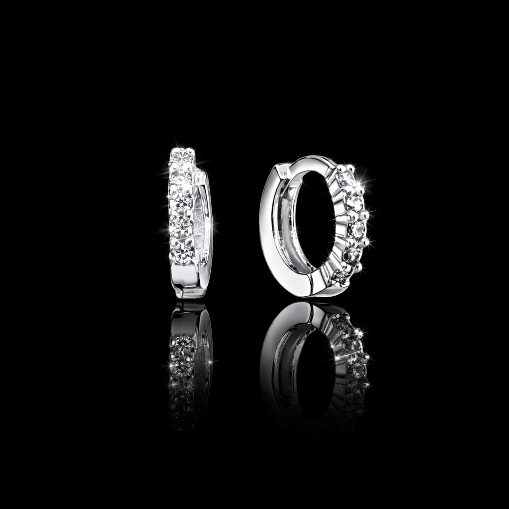 Brinco Argola em Prata 925 Cravejada