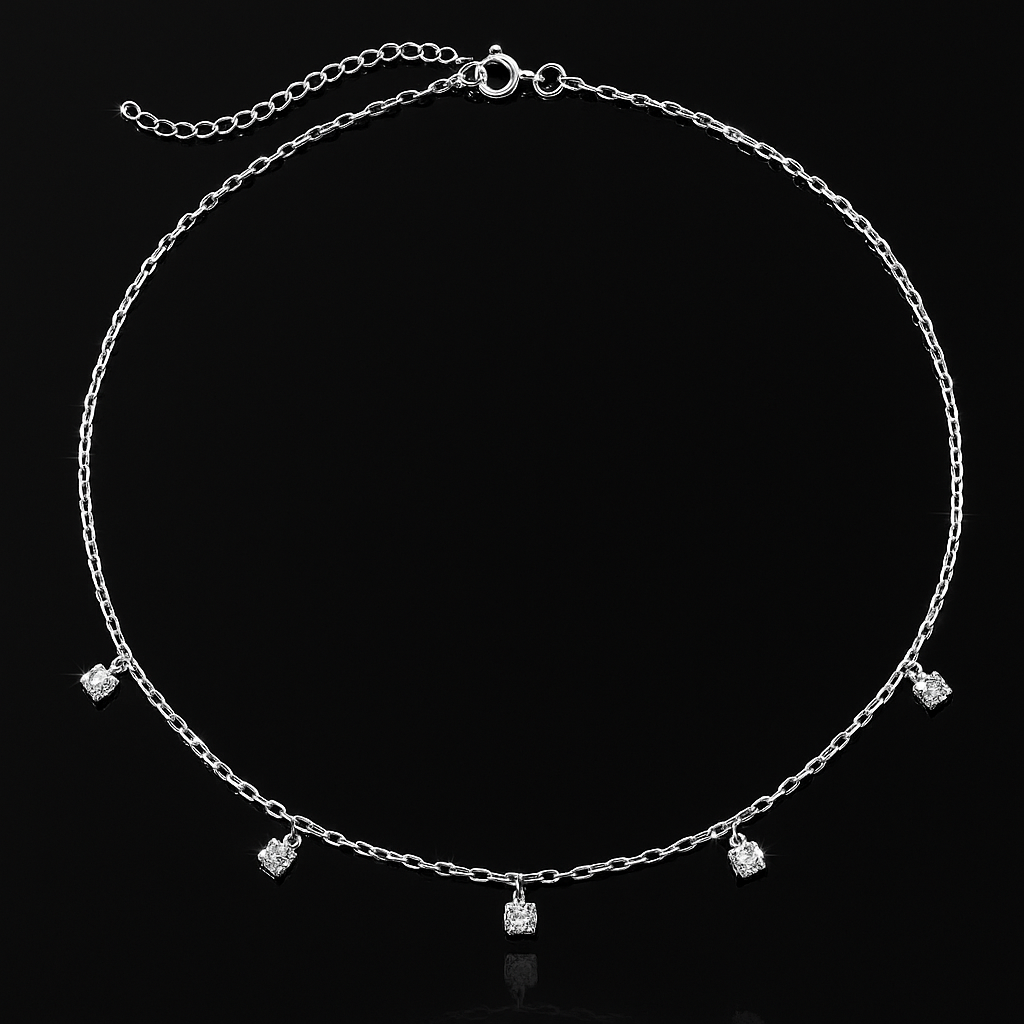 Choker em Prata 925 Pontos de Cristal