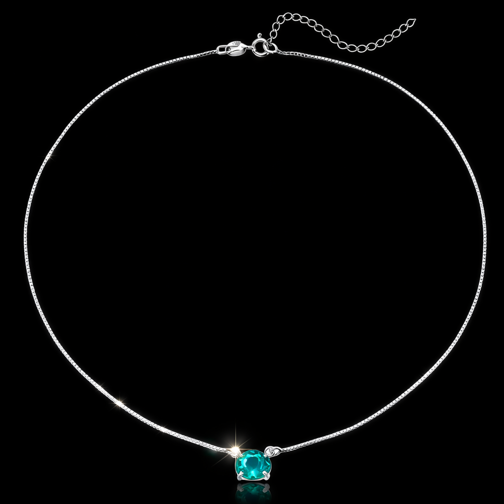 Choker em Prata 925 Pedra Oval Turmalina Paraíba