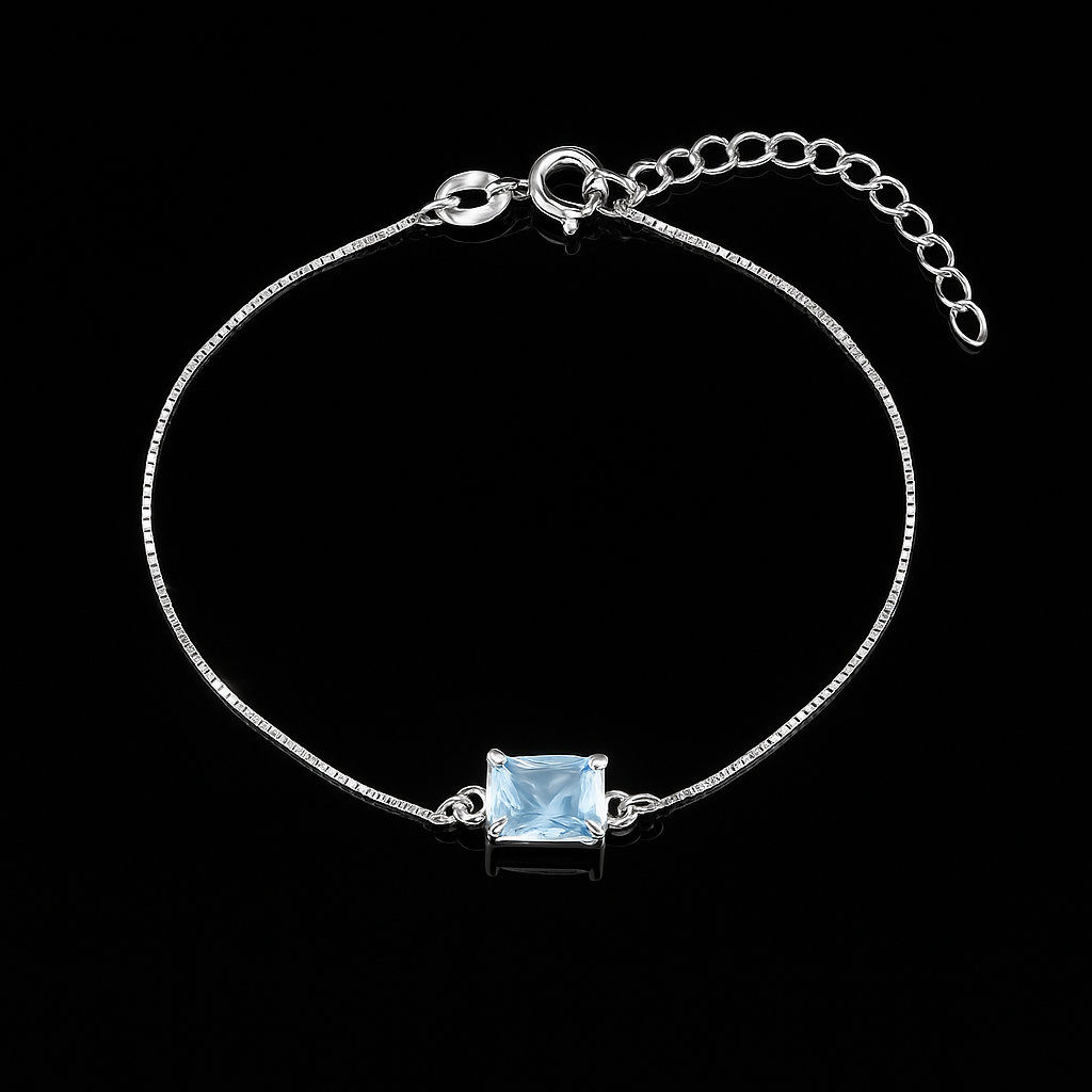 Pulseira em Prata 925 Pedra Retangular