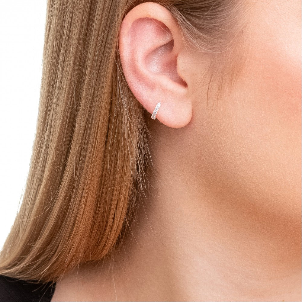 Brinco Argola em Prata 925 Cravejada