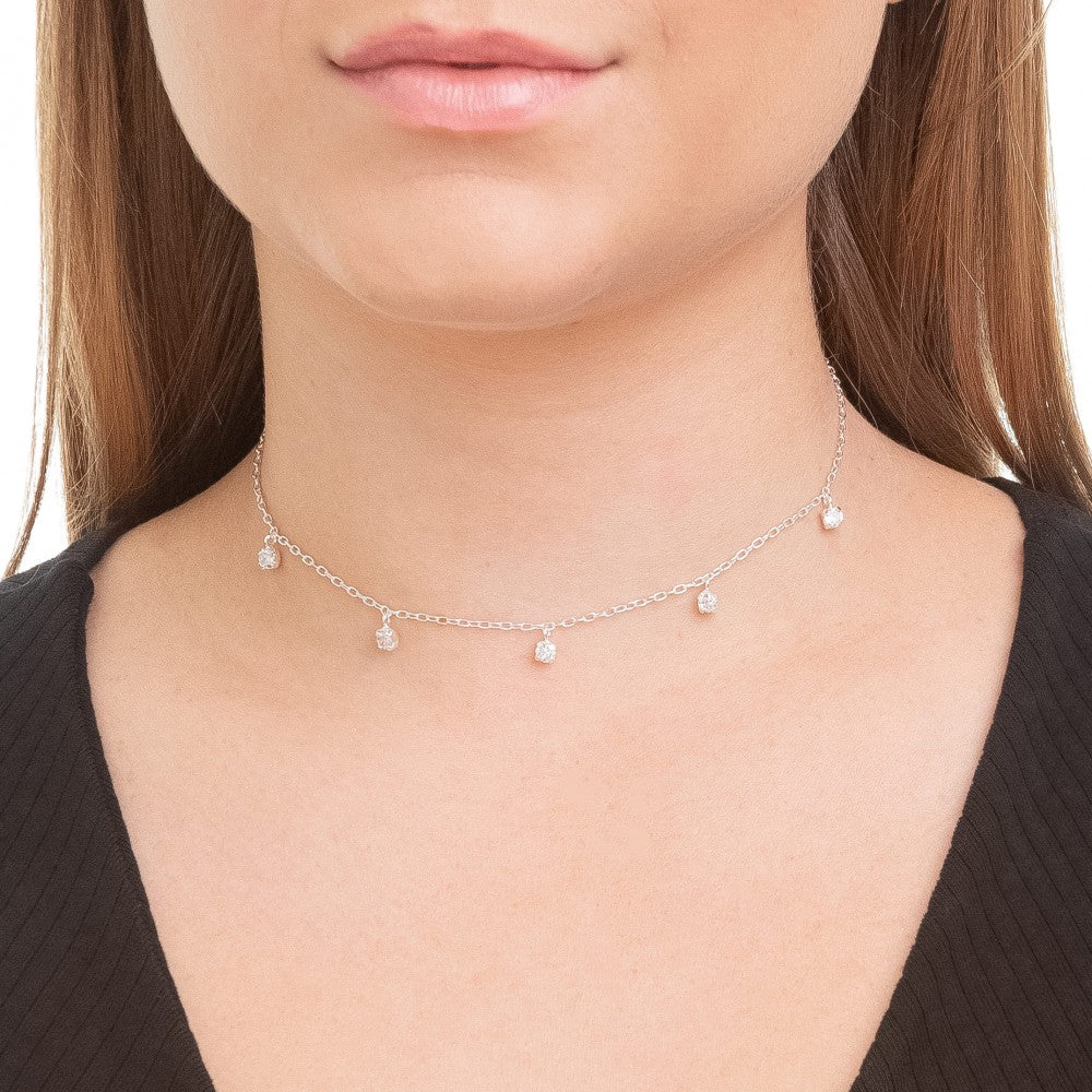 Choker em Prata 925 Pontos de Cristal